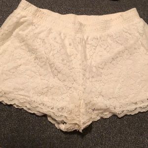 Lace overlay white shorts